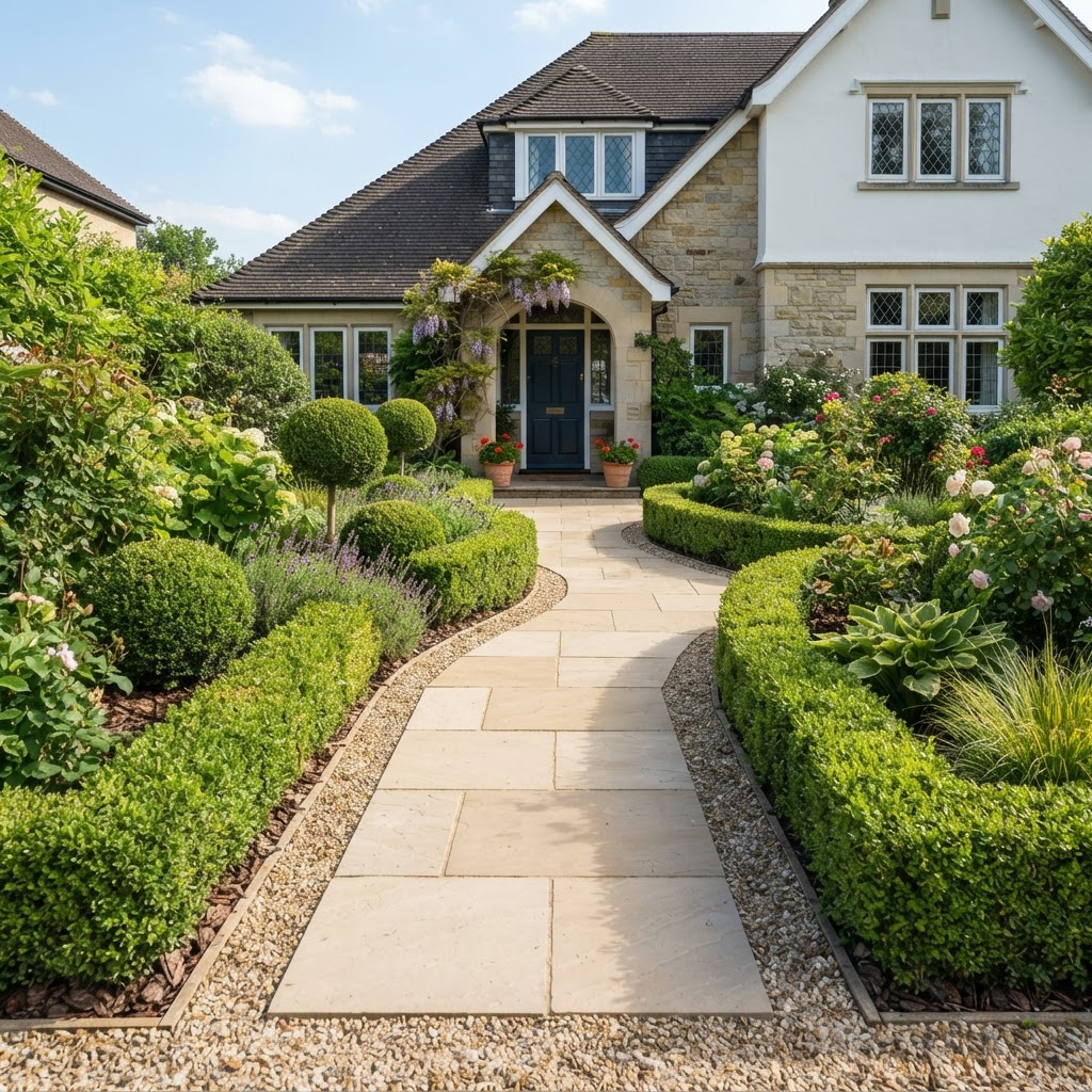 Residential garden pathway tidy-up